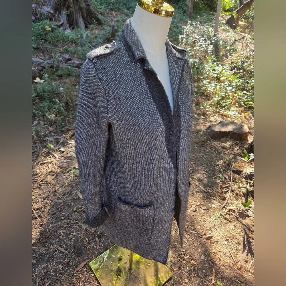 Talbots Wool Blend Womens Charcoal Knit‎ Sweater Cardigan